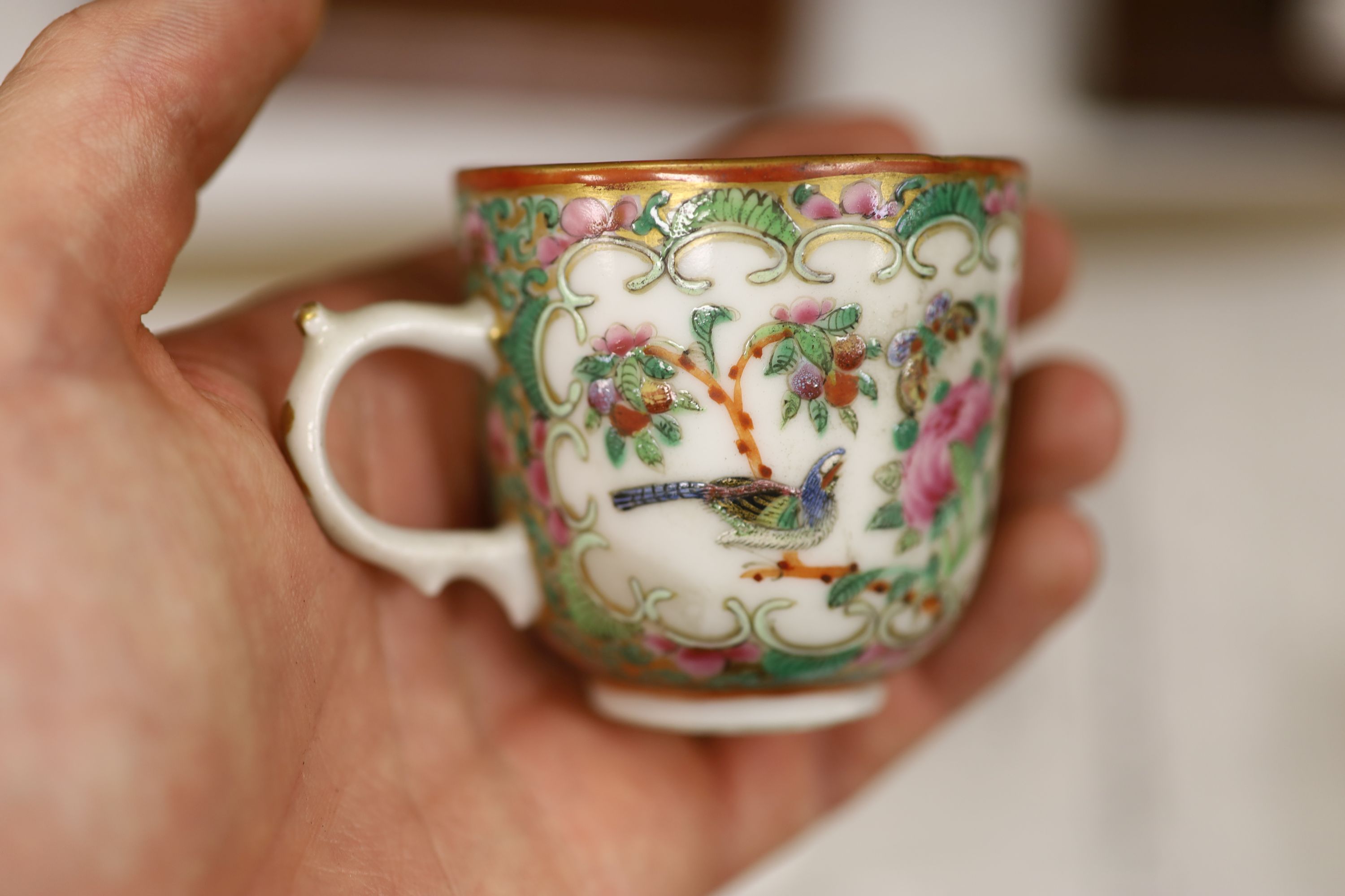 A 19th century Chinese famille rose five piece porcelain tea set